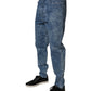 Blue Tie Dye Cotton Skinny Men Denim Jeans