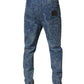Blue Tie Dye Cotton Skinny Men Denim Jeans