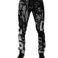 Black Cotton Logo Print Skinny Denim Jeans