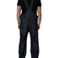 Dark Blue Cotton Men Jumpsuit Denim Jeans