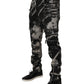 Black Tie Dye Cotton Skinny Zip Denim Jeans