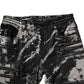 Black Tie Dye Cotton Skinny Zip Denim Jeans