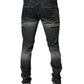 Dark Gray Tattered Cotton Skinny Denim Jeans