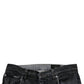 Dark Gray Tattered Cotton Skinny Denim Jeans