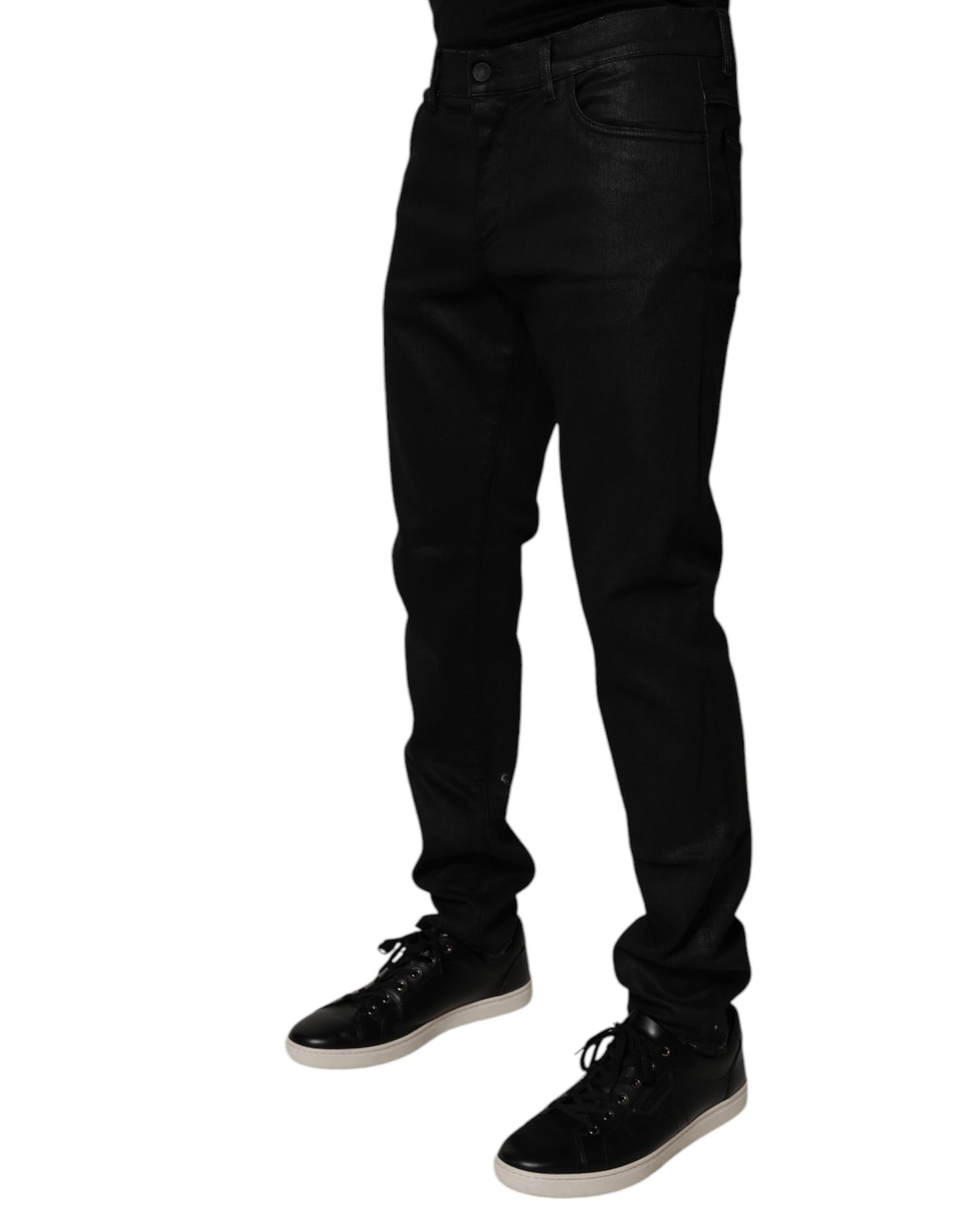 Black Cotton Stretch Skinny Men Denim Jeans