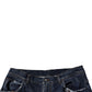 Dark Blue Tattered Wide Leg Men Denim Jeans