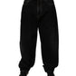 Black Cotton Mid Waist Wide Leg Denim Jeans