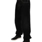 Black Cotton Mid Waist Wide Leg Denim Jeans