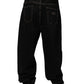Black Cotton Mid Waist Wide Leg Denim Jeans