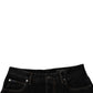 Black Cotton Mid Waist Wide Leg Denim Jeans