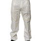 White Linen Mid Waist Straight Men Denim Jeans