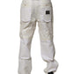 White Linen Mid Waist Straight Men Denim Jeans