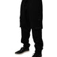 Black Cotton Jogger Cargo Sweatpants Pants