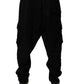 Black Cotton Jogger Cargo Sweatpants Pants