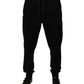 Black Cotton Mid Waist Jogger Sweatpants Pants