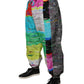 Multicolor Patchwork Mid Waist Sweatpants Pants