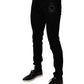 Black Sacred Heart Cotton Skinny Denim Jeans
