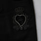 Black Sacred Heart Cotton Skinny Denim Jeans