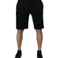 Black Cotton Sweatshorts Men Bermuda Shorts