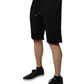 Black Cotton Sweatshorts Men Bermuda Shorts