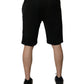 Black Cotton Sweatshorts Men Bermuda Shorts