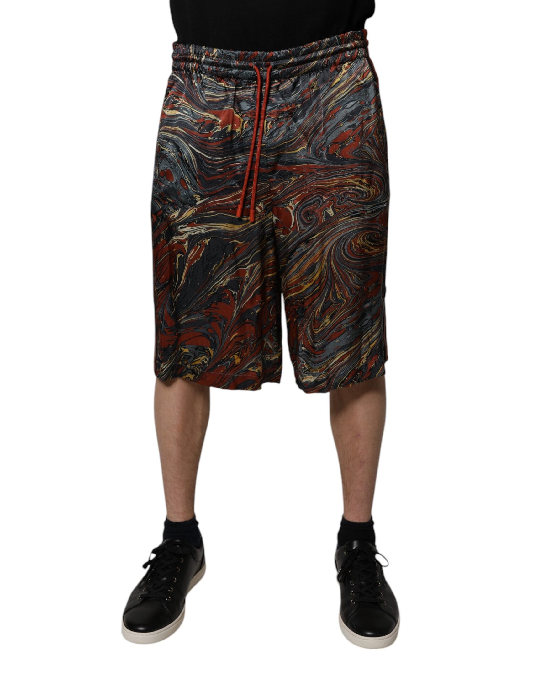 Dolce & Gabbana Multicolor Marble Print Trouser Bermuda Shorts