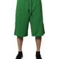 Green Cotton Men Sweatshorts Bermuda Shorts