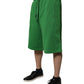 Green Cotton Men Sweatshorts Bermuda Shorts