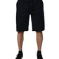 Black Cotton Sweatshorts Men Bermuda Shorts