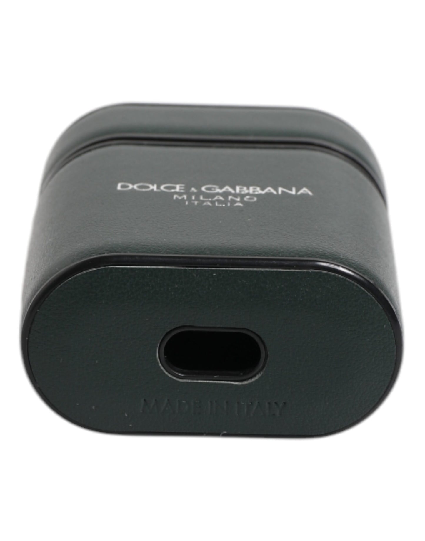 Black Calfskin Leather Logo Print Flip Holder Airpods Case