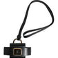Black Leather Strap Gold Metal Logo Plaque Airpods Case