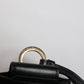 Black Leather Strap Gold Metal Logo Plaque Airpods Case
