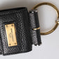 Black Leather Strap Gold Metal Logo Plaque Airpods Case