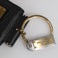 Black Leather Strap Gold Metal Logo Plaque Airpods Case