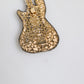 Gold Brass Logo Beaded Guitar Pin Brooch