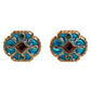 Gold Brass Blue Enameled Flower Cufflink
