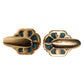 Gold Brass Blue Enameled Flower Cufflink