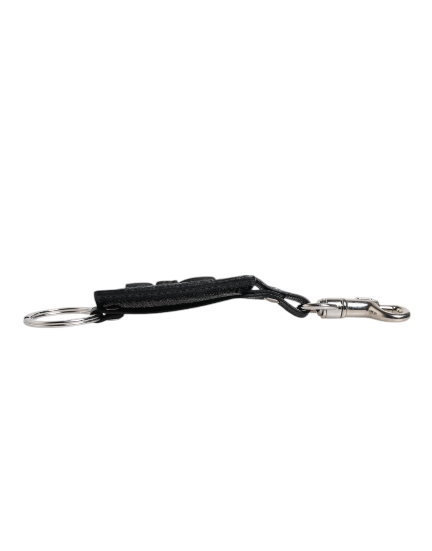 Blue Calf Leather DG Logo Silver Brass Keyring Keychain