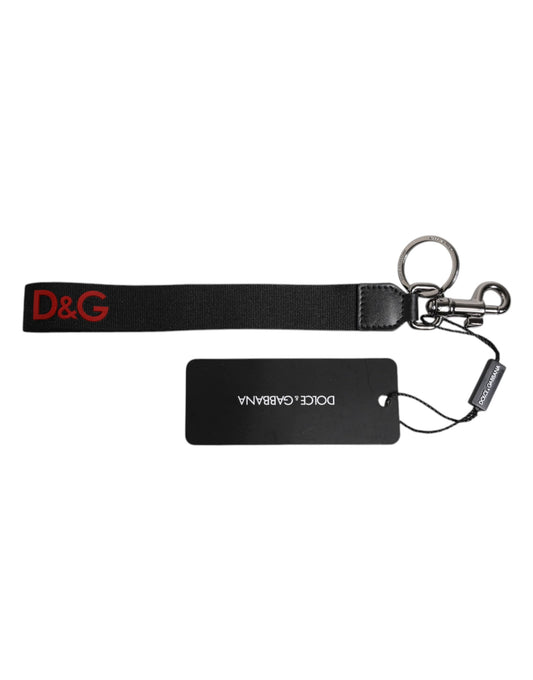 Black Logo Nylon Silver Brass Men Holder Keychain Keyring