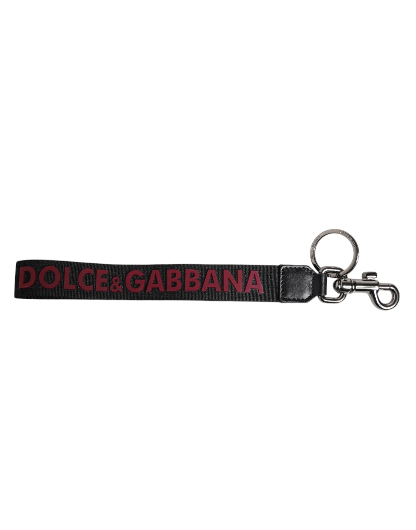 Black Logo Nylon Silver Brass Men Holder Keychain Keyring