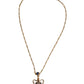 Gold Tone Chain Brass Crystal Crown Pendant Necklace