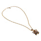 Gold Tone Chain Brass Crystal Crown Pendant Necklace