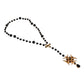 Gold Brass Black Beaded Chain Rosary Pendant Necklace