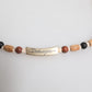 Black Gold Wooden Beaded Logo Pendant Necklace
