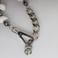 Dolce & Gabbana Silver Tone Brass Beaded Shell DG Logo Pendant Bracelet