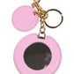 Dolce & Gabbana Pink Calf Leather Gold Metal Logo Print Keyring Keychain