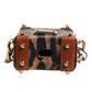 Dolce & Gabbana Brown Leopard Metal Logo Plaque Gold Chain Airpods Case