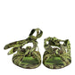 Dolce & Gabbana Green Animal Print Ankle Wrap Sandals Shoes