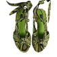 Dolce & Gabbana Green Animal Print Ankle Wrap Sandals Shoes