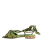 Dolce & Gabbana Green Animal Print Ankle Wrap Sandals Shoes